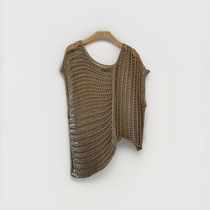 CH New Collection Womens Crochet Net Tunic Top M/L Brown Asymmetrical  Mermaid